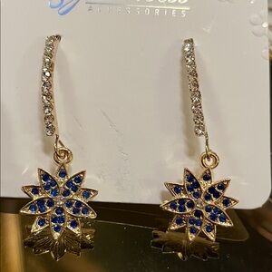 Sapphire Crystal Flower Dangle Earrings